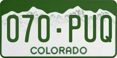 CO license plate 070PUQ