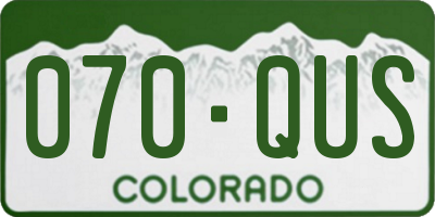 CO license plate 070QUS