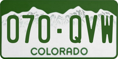 CO license plate 070QVW
