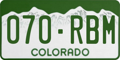 CO license plate 070RBM