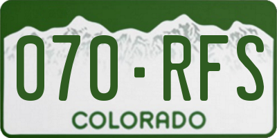 CO license plate 070RFS
