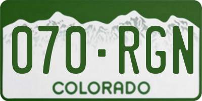 CO license plate 070RGN