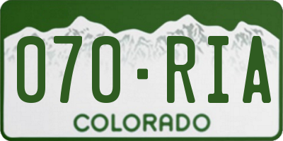CO license plate 070RIA