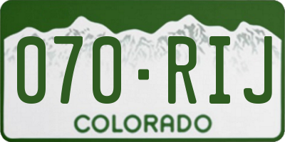 CO license plate 070RIJ
