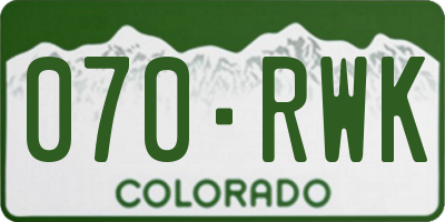 CO license plate 070RWK