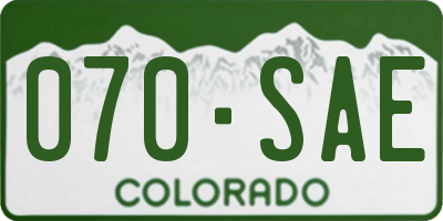 CO license plate 070SAE