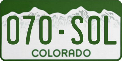 CO license plate 070SOL