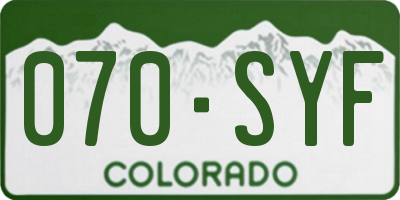 CO license plate 070SYF