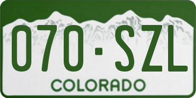 CO license plate 070SZL