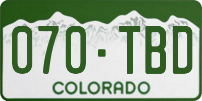 CO license plate 070TBD