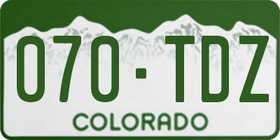 CO license plate 070TDZ
