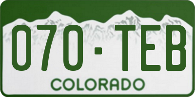 CO license plate 070TEB