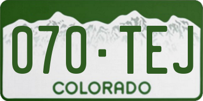 CO license plate 070TEJ
