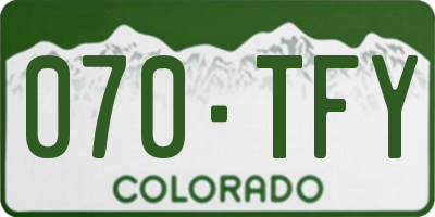CO license plate 070TFY