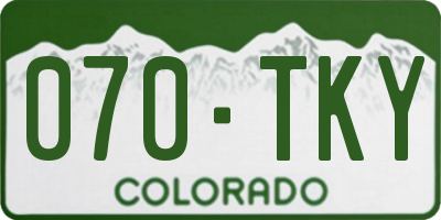 CO license plate 070TKY