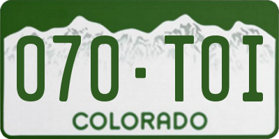 CO license plate 070TOI