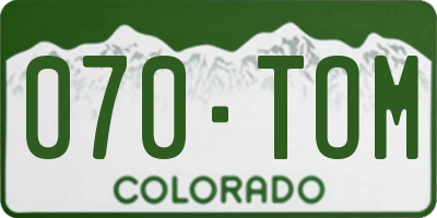 CO license plate 070TOM