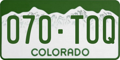 CO license plate 070TOQ