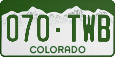 CO license plate 070TWB