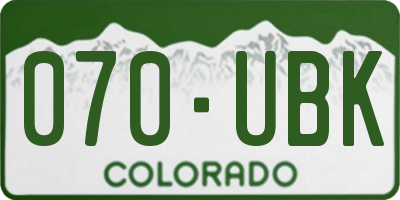 CO license plate 070UBK