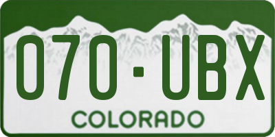 CO license plate 070UBX