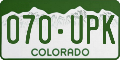 CO license plate 070UPK