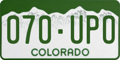 CO license plate 070UPO
