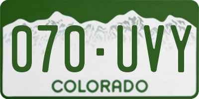 CO license plate 070UVY