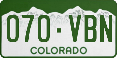 CO license plate 070VBN