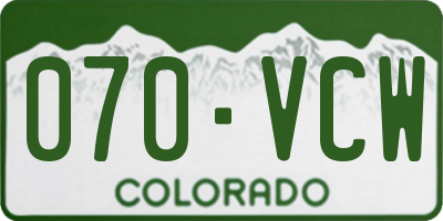 CO license plate 070VCW