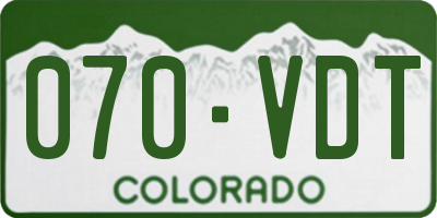 CO license plate 070VDT