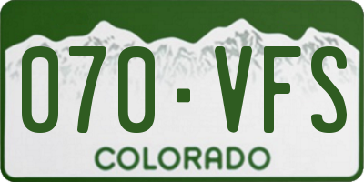 CO license plate 070VFS