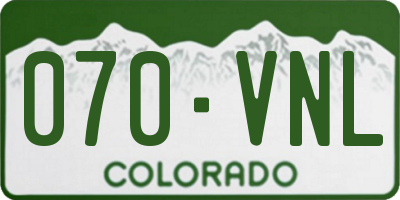 CO license plate 070VNL