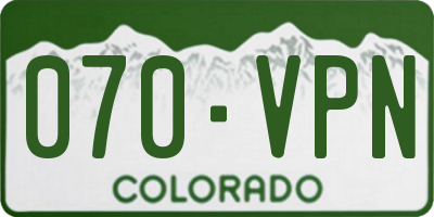 CO license plate 070VPN