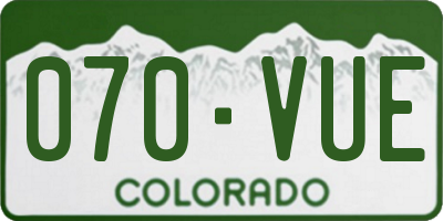 CO license plate 070VUE