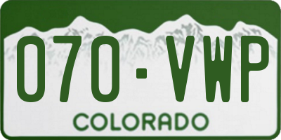 CO license plate 070VWP