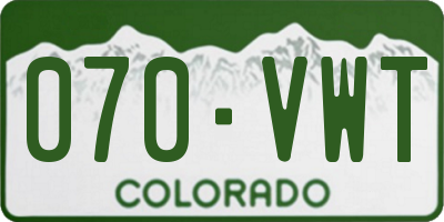 CO license plate 070VWT