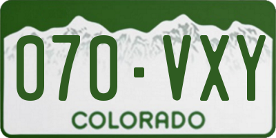 CO license plate 070VXY