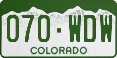 CO license plate 070WDW