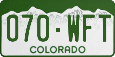 CO license plate 070WFT