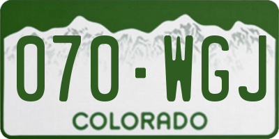 CO license plate 070WGJ