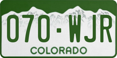 CO license plate 070WJR