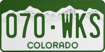 CO license plate 070WKS