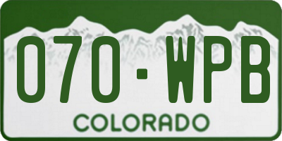 CO license plate 070WPB