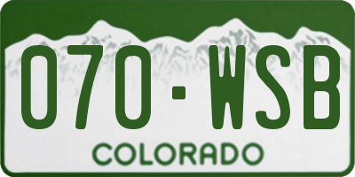 CO license plate 070WSB