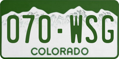 CO license plate 070WSG