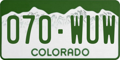 CO license plate 070WUW