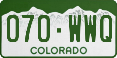 CO license plate 070WWQ