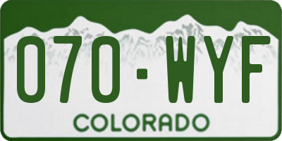 CO license plate 070WYF