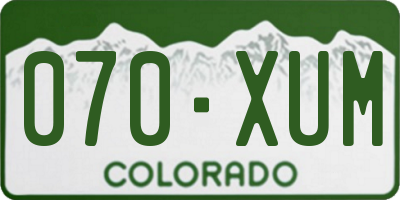 CO license plate 070XUM